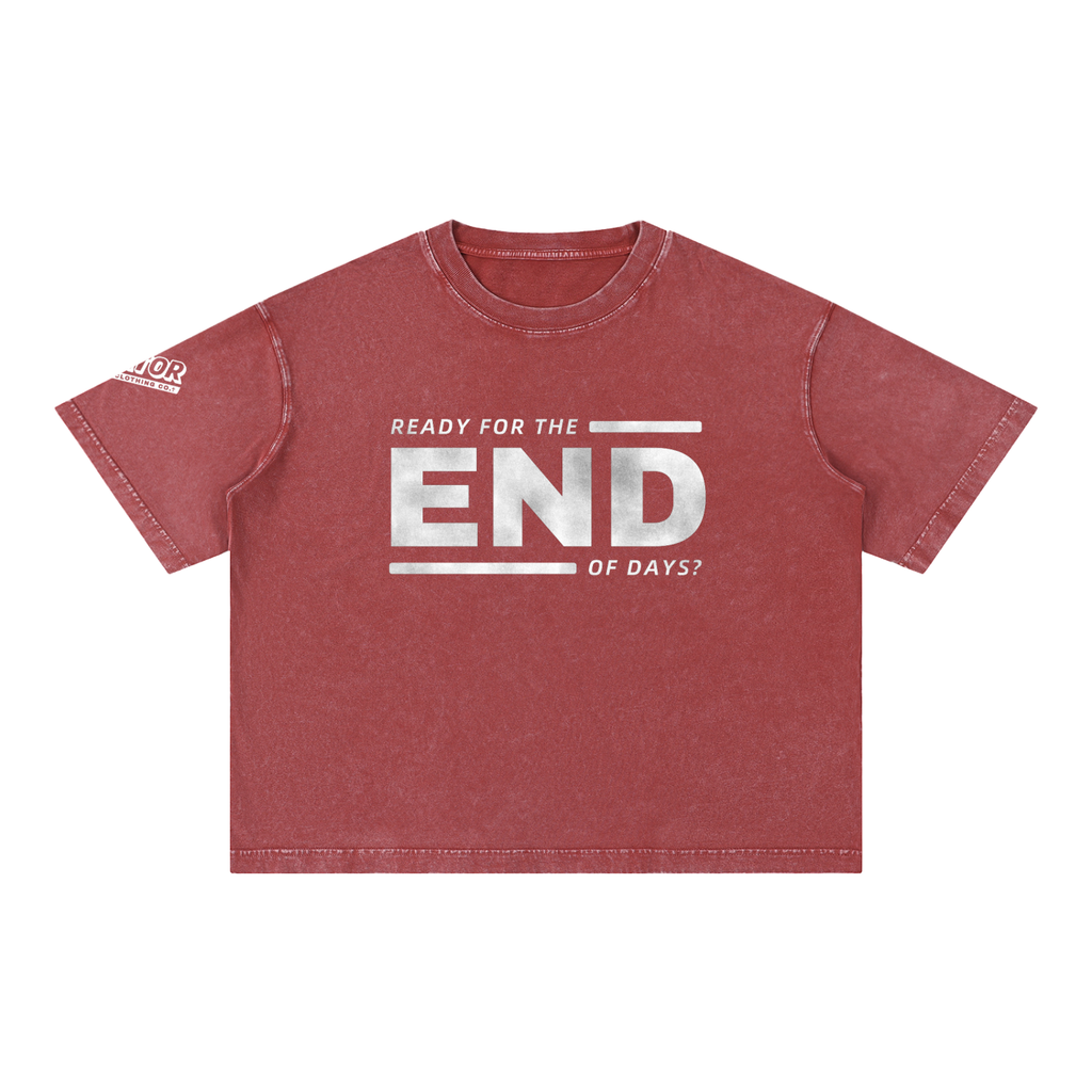 END of Days: Are you Ready - 275GSM Mineral Wash Drop Shoulder Pure Cotton T-Shirt