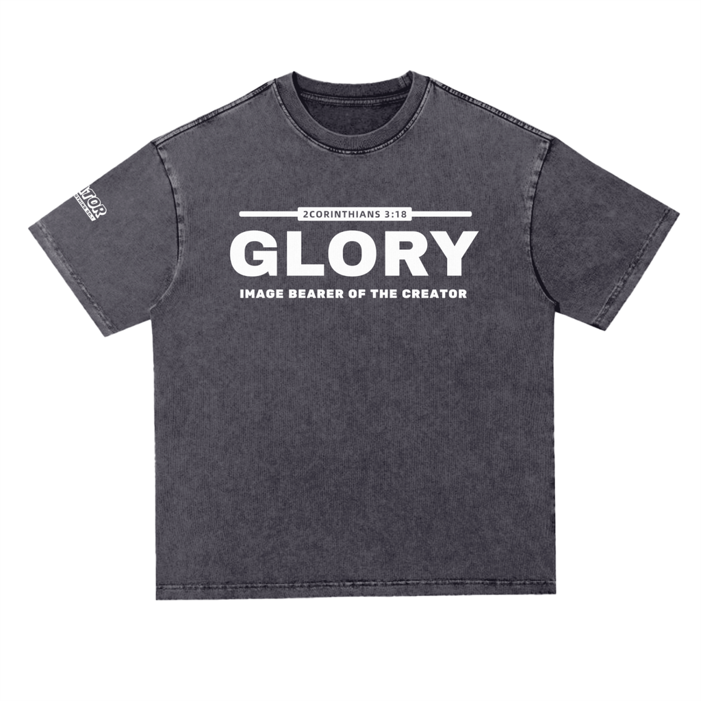 GLORY: Image Bearer of the Creator - 300gsm Snow-Washed Heavyweight Oversized T-Shirt (Christian Faith Streetwear)