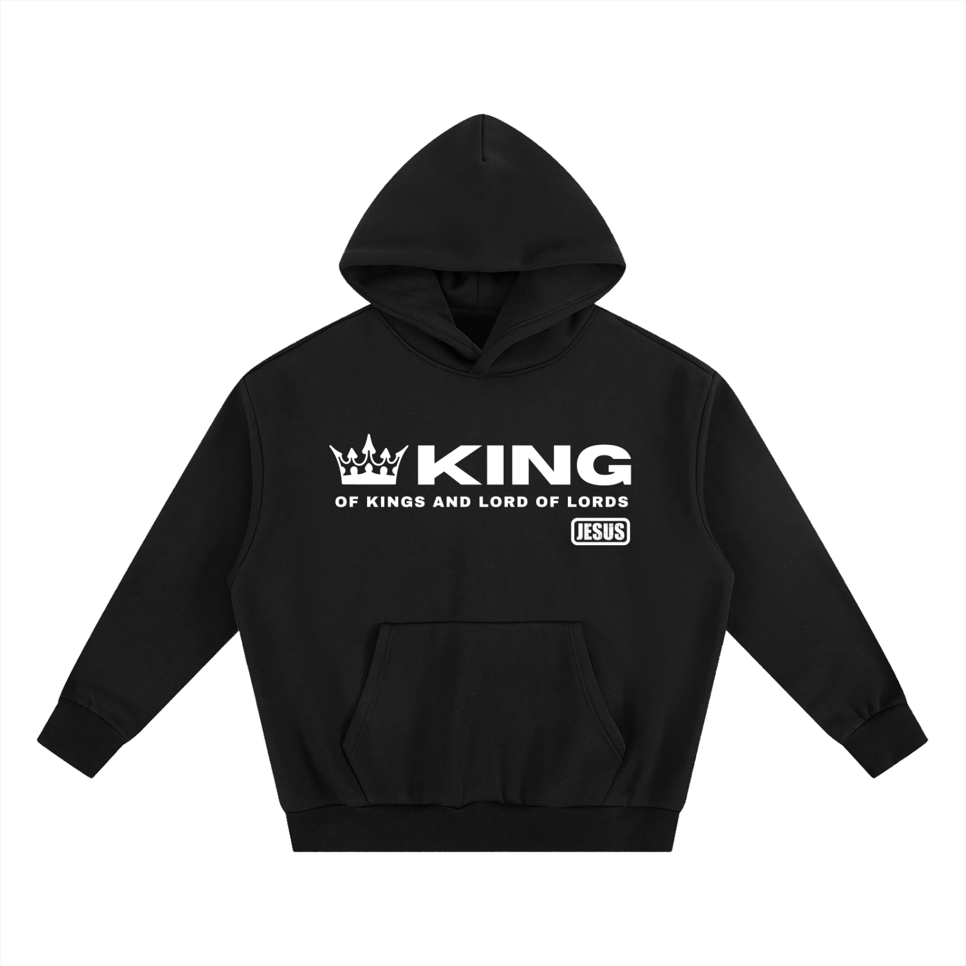 JESUS: King of Kings and Lord of Lords - 500gsm Super Heavyweight Boxy Fleece Hoodie (Christian Faith Streetwear)