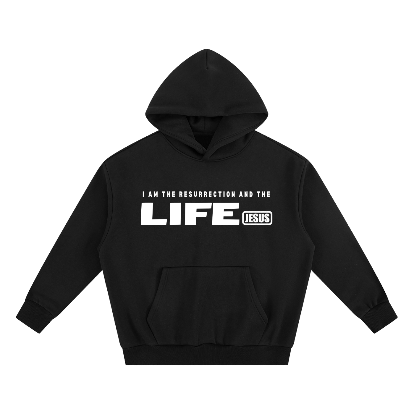 JESUS: I am the Resurrection and the Life - 500gsm Super Heavyweight Boxy Fleece Hoodie (Christian Faith Streetwear)