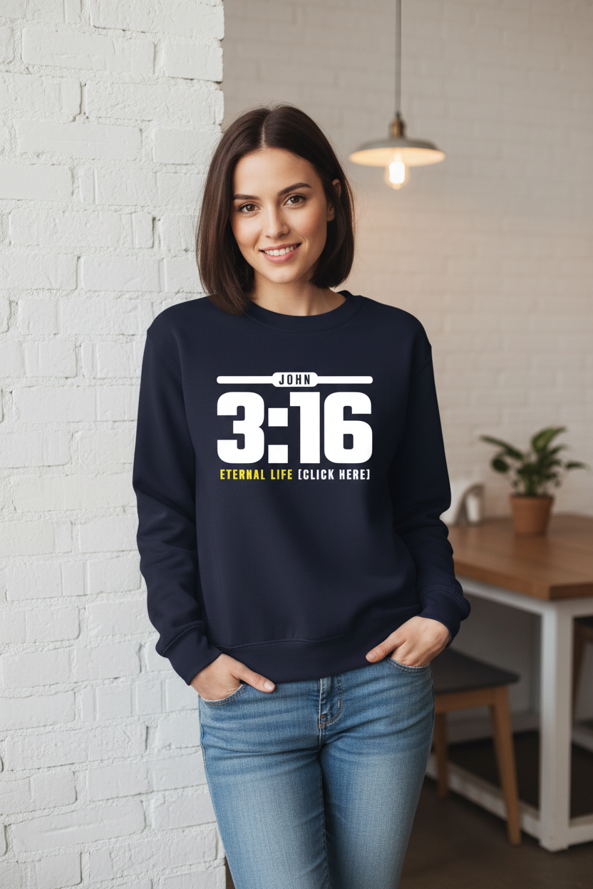 John 3:16: Eternal Life - 400GSM Pure Cotton Sweatshirt (Christian Faith Streetwear)