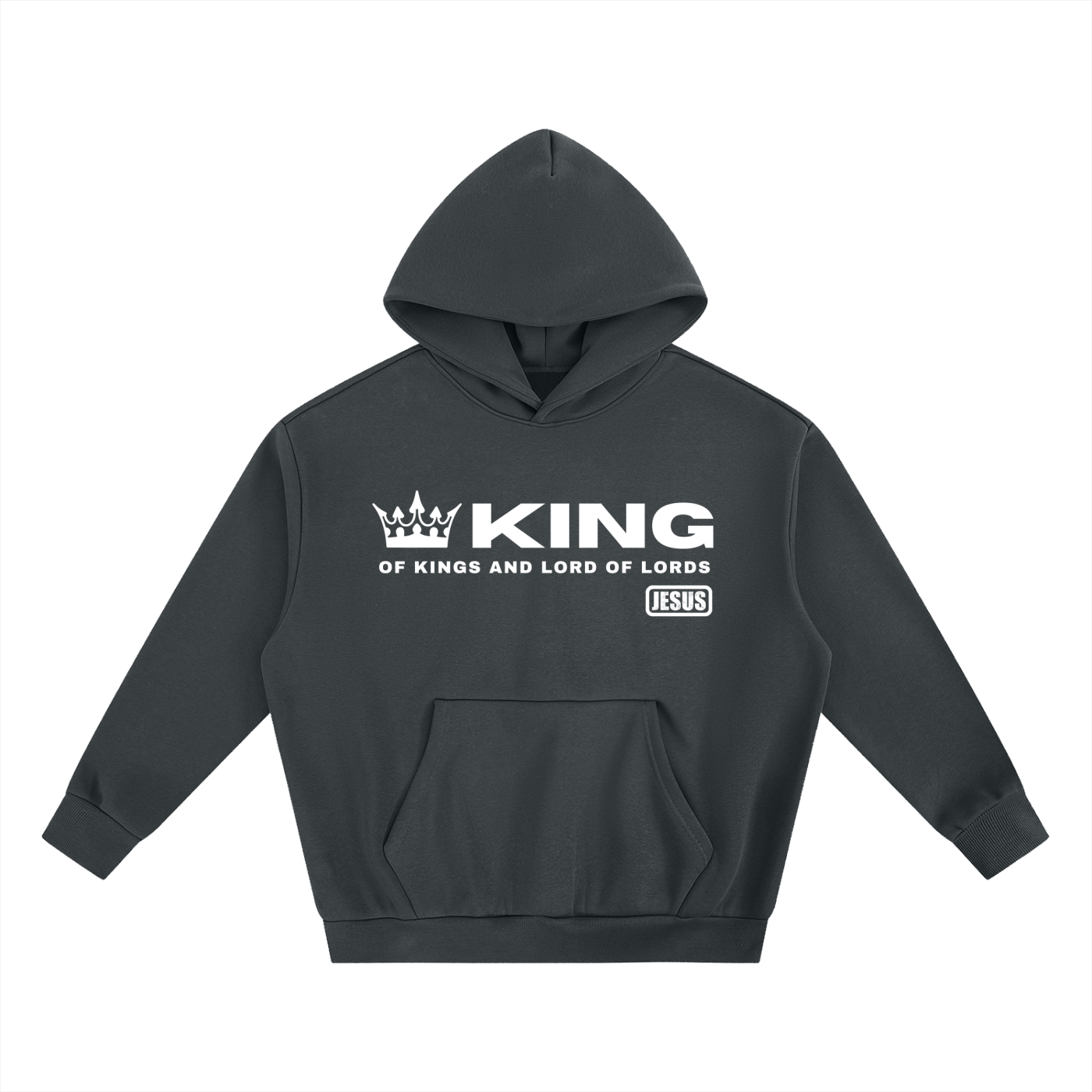 JESUS: King of Kings and Lord of Lords - 500gsm Super Heavyweight Boxy Fleece Hoodie (Christian Faith Streetwear)
