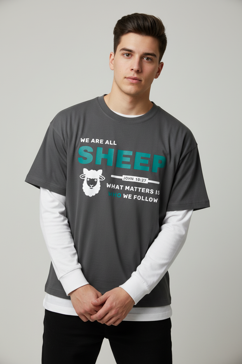 SHEEP - 300GSM Heavyweight Drop Shoulder Pure Cotton T-Shirt