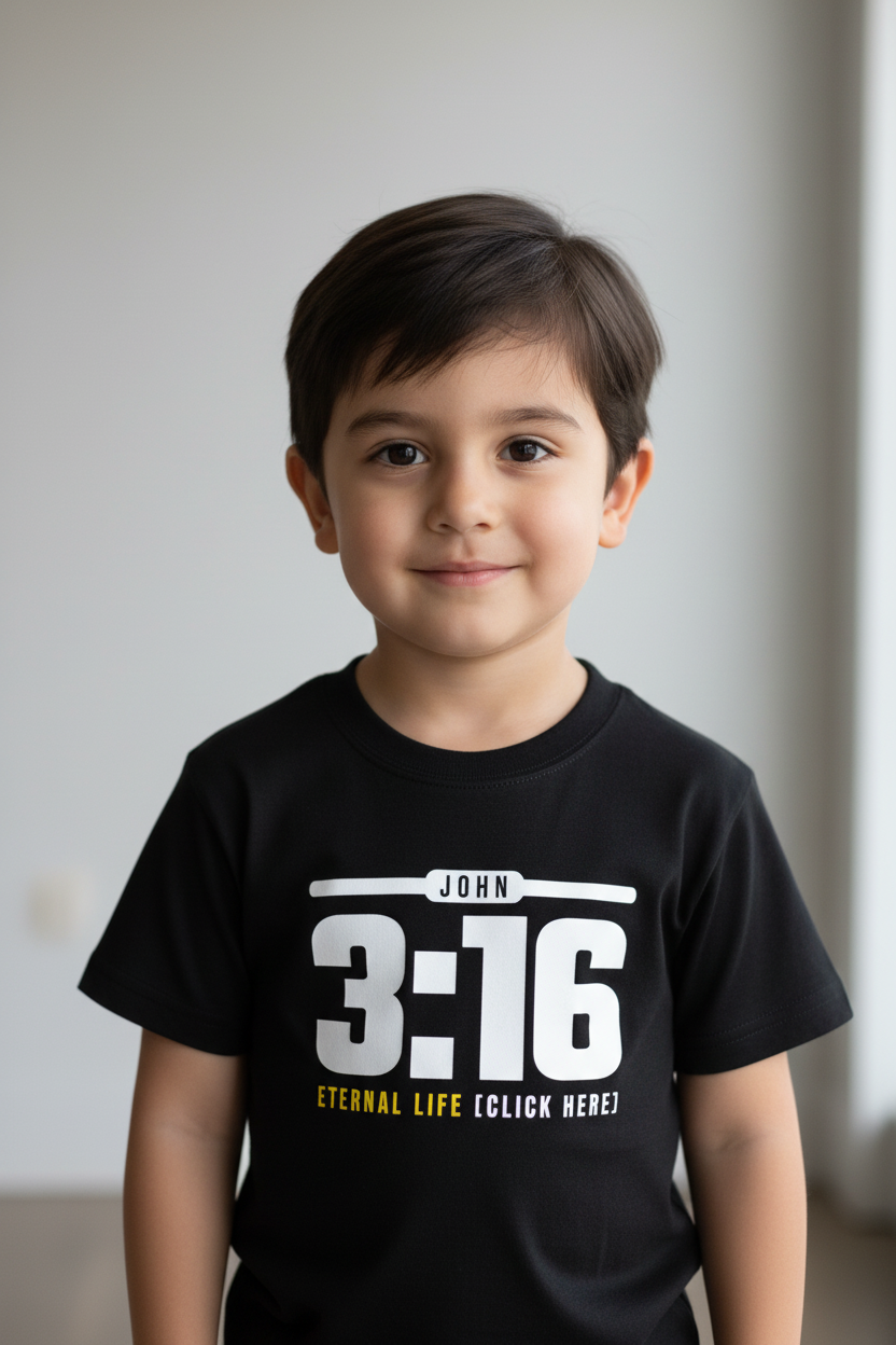 JOHN 3:16 - 180GSM Kids' Pure Cotton T-Shirt