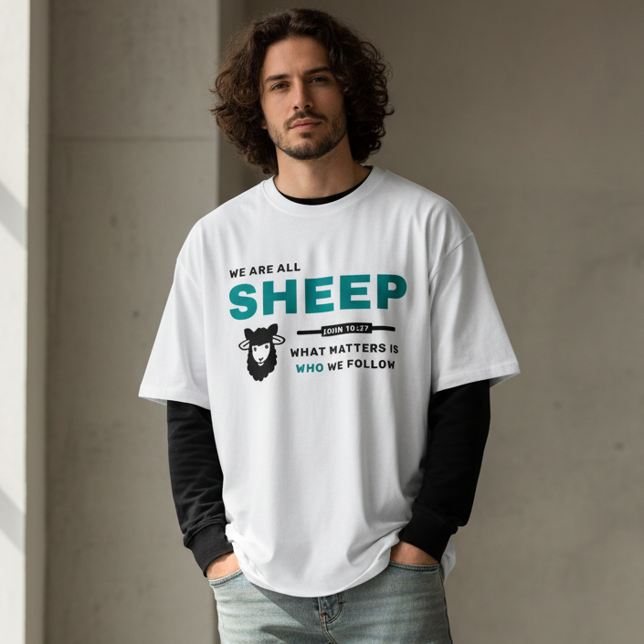SHEEP - 300GSM Heavyweight Drop Shoulder Pure Cotton T-Shirt
